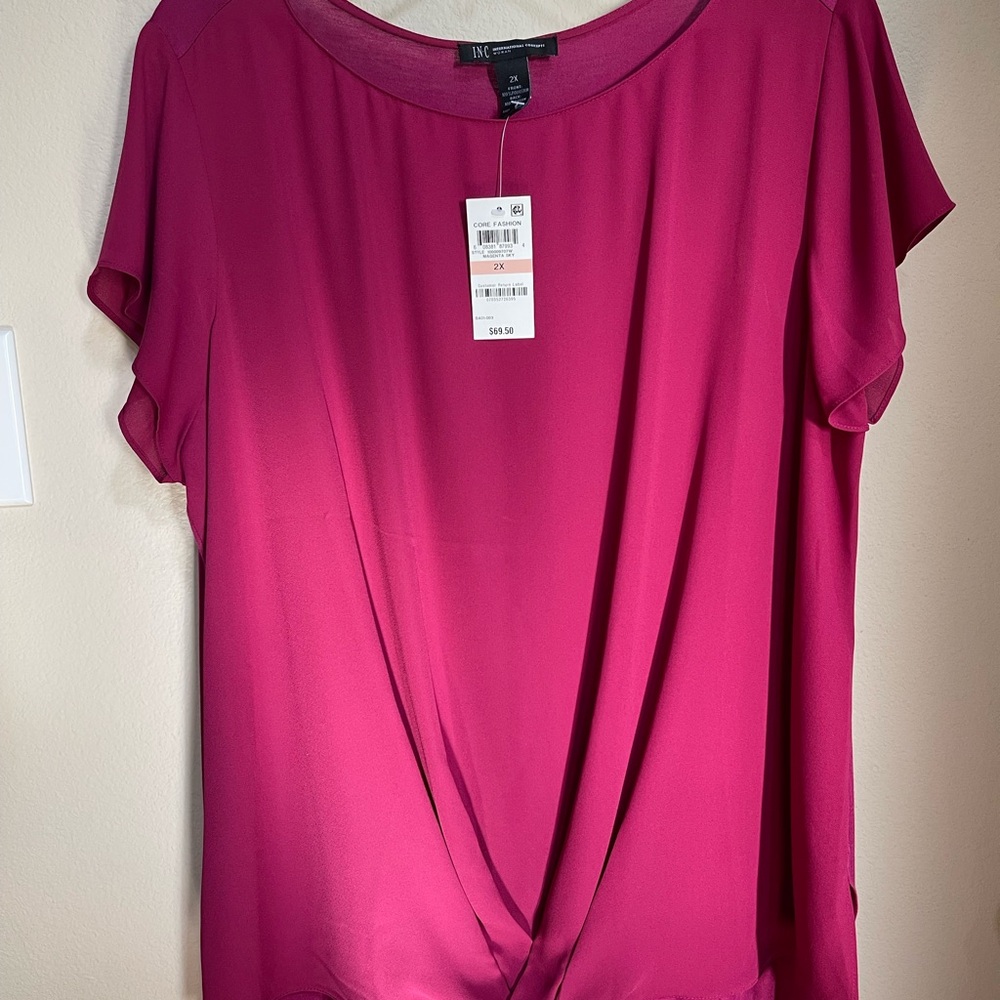 INC International Concepts Women's Fuchsia/“Magenta Sky” Blouse